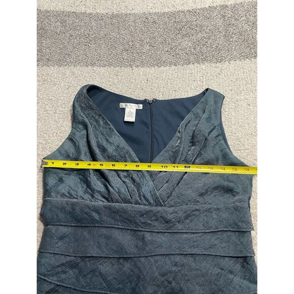 London Times Cocktail Layered Dress Womens Size 10 Blue Surplice Neck Sleeveless - Picture 5 of 8